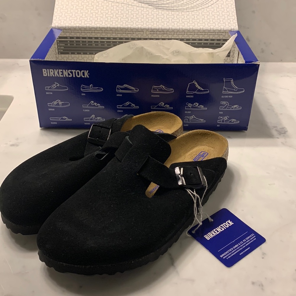Birkenstocks Boston Black Suede Size 39.